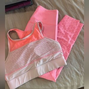 ZYIA Women's Pink Sports Bra and Leggings Set